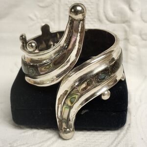 Sterling Silver Abalone Mexican Clamper Cuff Bracelet